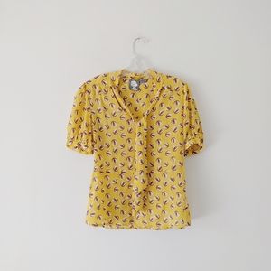 Anthro Girls From Savoy Lemon Liftoff Blouse 6